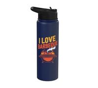 I Love Barbeque BBQ Grill Flames Stainless Steel Insulated Water Bottle