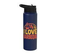 I Love Barbeque Grilling Fun BBQ Lovers Stainless Steel Insulated Water Bottle