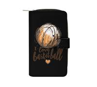 I Love Basketball Fashion Wallet Credit Card Holder Slim Coin Pocket Purse Handheld Phone Bags for Women Men 8×4.5×1.5 Inches
