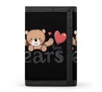 I Love Bears Printed Tri-fold Wallets Front Pocket Holder Money Clips with ID Credit Card Slots for Man Women