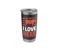 I Love Beef Cow Ranching BBQ Fans Stainless Steel Insulated Tumbler