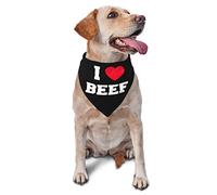 I Love Beef Spring Dog Bandanas Boy Bulk Puppy Kerchief Adjustable Soft Triangle Bibs Accessories for Small Medium Large Dogs Cats White