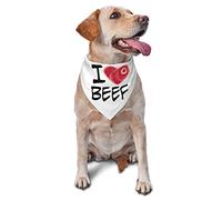 I Love Beef Spring Dog Bandanas Boy Bulk Puppy Kerchief Adjustable Soft Triangle Bibs Accessories for Small Medium Large Dogs Cats White