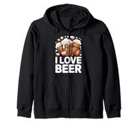 I Love Beer Barrels Foam Overflowing Zip Hoodie