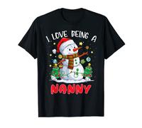 I Love Being A Nanny Snowman Christmas Lights Pajamas T-Shirt
