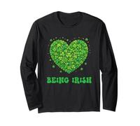 I Love Being Irish Shamrock in Heart Shape Celtic Pride Long Sleeve T-Shirt