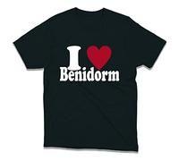I Love Benidorm T-Shirt City in Spain Mediterranean Holiday Destination Valencia Region Levante and Poniente Beach Patriotic Unisex Tee Top (Black, 2XL)