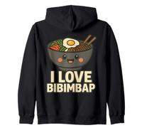 I Love Bibimbap Cartoon K-Food Lover Love Korean Food Zip Hoodie