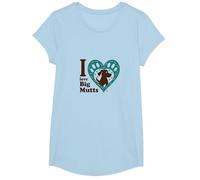 I Love Big Mutts Dog Lover Heart Paw T-Shirt, Girls, Baby Blue, Small