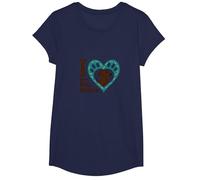 I Love Big Mutts Dog Lover Heart Paw T-Shirt, Girls, Navy, Medium