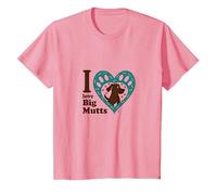 I Love Big Mutts Dog Lover Heart Paw T-Shirt, Kids, Pink, 8 Years