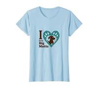 I Love Big Mutts Dog Lover Heart Paw T-Shirt, Women, Baby Blue, S