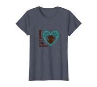 I Love Big Mutts Dog Lover Heart Paw T-Shirt, Women, Heather Blue, XL