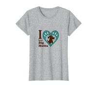 I Love Big Mutts Dog Lover Heart Paw T-Shirt, Women, Heather Grey, XXL