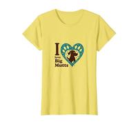 I Love Big Mutts Dog Lover Heart Paw T-Shirt, Women, Lemon, S