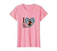 I Love Big Mutts Dog Lover Heart Paw T-Shirt, Women, Pink, L