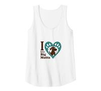 I Love Big Mutts Dog Lover Heart Paw Tank Top, Women, White, M