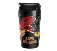 I Love Big Sacks Football Printed Reusable Coffee Mug Insulated Travel Drinking Cup Water Bottle with Lid 250ml