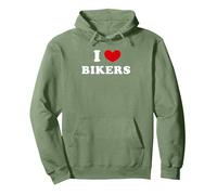 I Love Bikers, I Heart Bikers Pullover Hoodie, Adult Unisex, Sage Green, Medium