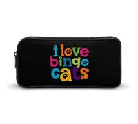 I Love Bingo Cats Funny Pen Case Pencil Large Pouch Stationery Bag Makeup Cosmetic Organizer for Men Women