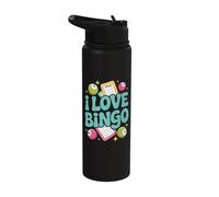 I Love Bingo Colorful Balls Fun Game Stainless Steel Insulated Water Bottle