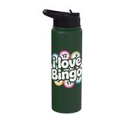I Love Bingo Colorful Numbers Circle Stainless Steel Insulated Water Bottle