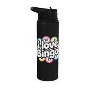 I Love Bingo Colorful Numbers Circle Stainless Steel Insulated Water Bottle