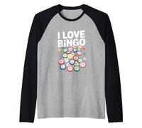 I Love Bingo Fun Colorful Number Design Raglan Baseball Tee