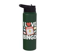 I Love Bingo Game Night Fun Expression Stainless Steel Insulated Water Bottle