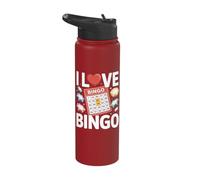 I Love Bingo Game Night Fun Expression Stainless Steel Insulated Water Bottle