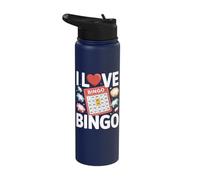 I Love Bingo Game Night Fun Expression Stainless Steel Insulated Water Bottle