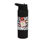 I Love Bingo Game Night Fun Expression Stainless Steel Insulated Water Bottle