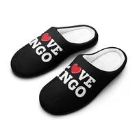 I Love Bingo Mens Slippers Memory Foam Winter Warm Sandals Slip On House Shoes Size 7-14