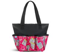 I love Bingo Pink Stylish Pattern Tote with 10 Pockets for Daubers, Dabbers, Markers, and Accessories - Portable Bingo Bag with Zipper for Bingo Lovers & Players - Adults & Seniors