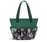 I Love Bingo Tote Bag with 10 Outer Pockets & 3 Inner Compartments for Daubers, Dabbers, Cards & Accessories - Durable Canvas Zippered Bingo Supplies Bag, Lightweight & Foldable Organizer (Green)