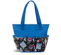 I Love Bingo Tote Bag with 10 Outer Pockets & 3 Inner Compartments for Daubers, Dabbers, Cards & Accessories - Durable Canvas Zippered Bingo Supplies Bag, Lightweight & Foldable Organizer (Blue)