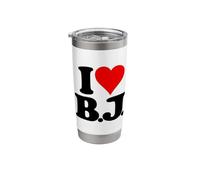 I Love BJ I Heart B.J. Name Initials Monogram Stainless Steel Insulated Tumbler