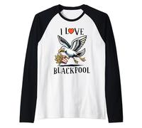I Love Blackpool Seaside Funny Seagull Raglan Baseball Tee