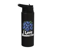 I Love Blueberries Juicy Berries Fun Art Stainless Steel Insulated Water Bottle