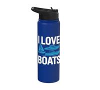 I Love Boats Nautical Boating Adventure Stainless Steel Insulated Water Bottle