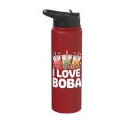 I Love Boba Bubble Tea Drink Fun Stainless Steel Insulated Water Bottle