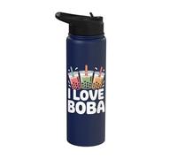 I Love Boba Bubble Tea Drink Fun Stainless Steel Insulated Water Bottle