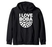 I Love Boba Bubble Tea Lovers Zip Hoodie