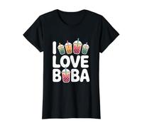 I Love Boba Bubble Tea Passion Express Value Graphic T-Shirt, Women, Black, XL