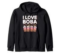I Love Boba Bubble Tea Passion Fun Zip Hoodie