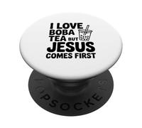 I Love Boba Tea But Jesus Comes First Statement PopSockets Adhesive PopGrip