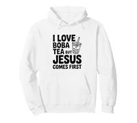 I Love Boba Tea But Jesus Comes First Statement Pullover Hoodie