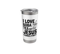 I Love Boba Tea But Jesus Comes First Statement Stainless Steel Insulated Tumbler