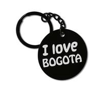 I Love Bogota Travel City Colombia Art Keychain Keyring Engraved Tag Stainless Steel Circle Token