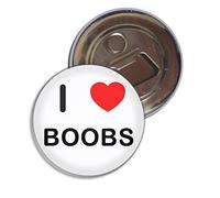 I Love Boobs - 55mm Fridge Magnet Bottle Opener